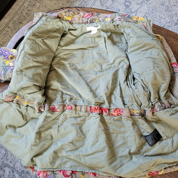 H&M Army Green Floral Utility Zip-Up Jacket Size Women's 4 - Picture 12 of 14